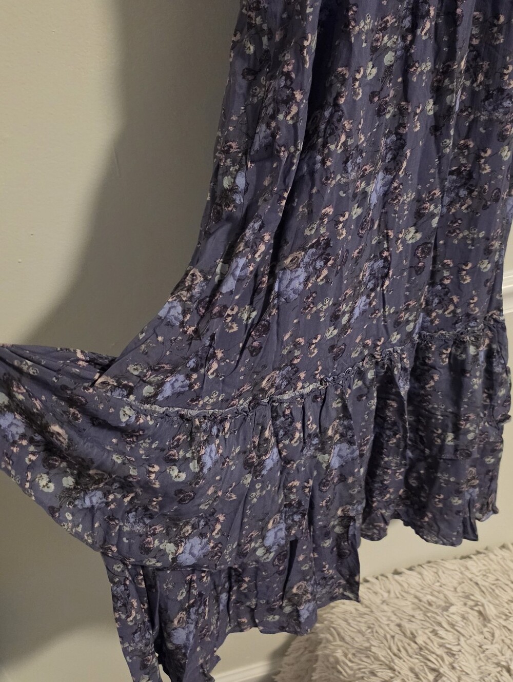 PAIGE Michelada Floral Print Tiered Midi Dress Sz Small Romance Cottagecore - Picture 6 of 14